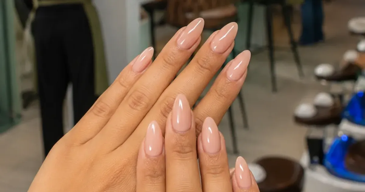 Builder gel manicure protecting brittle natural nails at LaVina Hyattsville